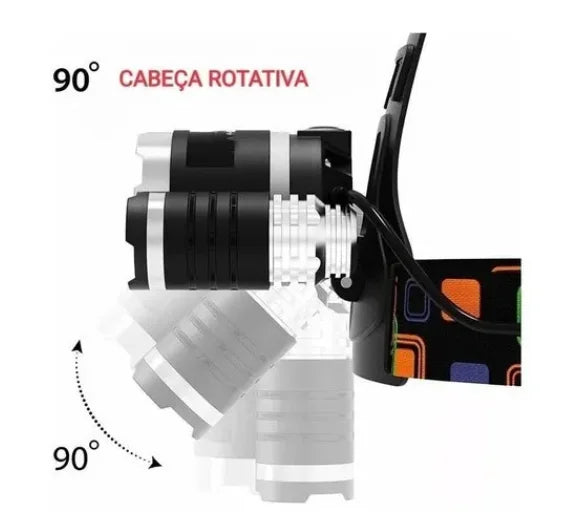 Lanterna De Cabeça com 3 Leds Ultra Potente