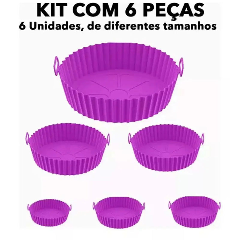 kit 6 formas de silicone para airfryer